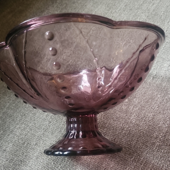 IKEA Amethyst Pressed Glass Compote Bowl Vintage - Picture 11 of 13